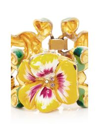 Carole Tanenbaum | Metallic 1940S Unsigned Enamel Yellow And White Flower Bracelet With Magenta Accents | Lyst