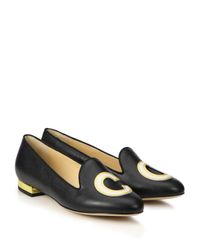 Charlotte Olympia | Black Abc Leather Loafers | Lyst