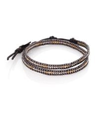 Chan Luu | Gray Two-tone Beaded Leather Double-row Wrap Bracelet | Lyst