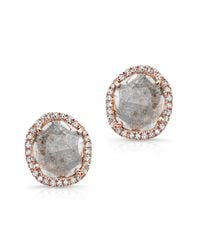 Anne Sisteron - Pink 14kt Rose Gold Diamond Slice Stud Earrings - Lyst