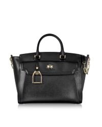 La Martina | La Portena Black Saffiano Leather Large Handbag | Lyst