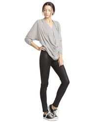 Alice + Olivia | Black Leather Exposed Front Zip Legging | Lyst