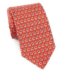 Ferragamo | Red Giraffe & Hula Hoop Silk Tie for Men | Lyst
