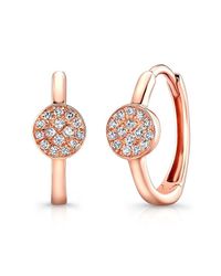Anne Sisteron - Pink 14kt Rose Gold Diamond St. Tropez Mini Hoop Disc Earrings - Lyst