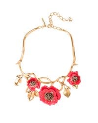 Oscar de la Renta | Metallic Painted Flower Necklace | Lyst