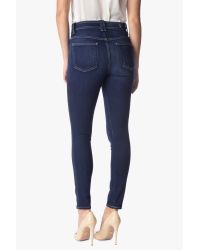 7 For All Mankind Blue Fashion High Waist Ankle Skinny With Pop Stitch In Dark Rich Vibrant 2