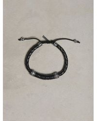 John Varvatos | Braided Black Leather Bracelet for Men | Lyst
