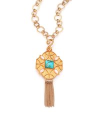 Stephanie Kantis | Metallic Santorini Turquoise & White Quartz Tassel Pendant | Lyst