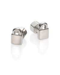 Marc By Marc Jacobs | Metallic Locked Up Stud Earrings/silvertone | Lyst