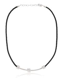 Ferragamo | Black Nodo Silver & Leather Necklace | Lyst