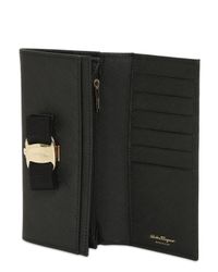 Ferragamo | Black Saffiano Leather Continental Wallet | Lyst