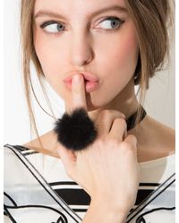 Pixie Market - Black Fur Ball Ring - Lyst