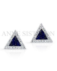 Anne Sisteron - Black 14kt White Gold Lapis Lazuli Diamond Triangle Stud Earrings - Lyst