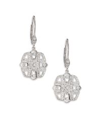 Meira T | Diamond & 14k White Gold Deco Drop Earrings | Lyst