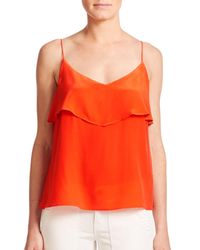 Joie | Red Abelia Ruffled Silk Tank Top | Lyst