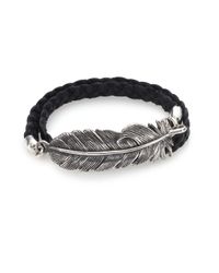 King Baby Studio | Metallic Double-Wrap Raven Feather & Leather Bracelet | Lyst