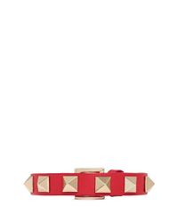 Valentino | Orange 'rockstud' Skinny Leather Bracelet | Lyst