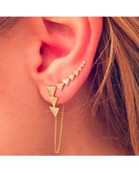 Anne Sisteron - Pink 14kt Rose Gold Diamond Stacked Triangle Chain Earrings - Lyst