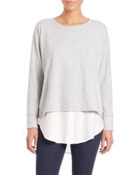 VINCE | Gray Mixed Media Sweater | Lyst