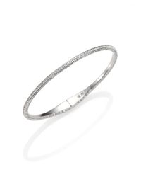 Adriana Orsini | Metallic Pavé Crystal Hinged Bangle Bracelet/silvertone | Lyst