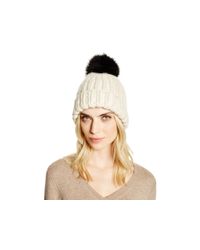 Eugenia Kim | Beige Rain Slouchy Beanie With Fox Fur Pom-pom | Lyst