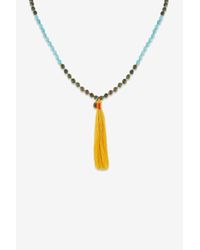 French Connection | Yellow Long Beaded Tassel Necklace | Lyst