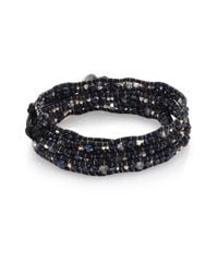 Chan Luu | Metallic Crystal & Leather Multi-row Beaded Wrap Bracelet | Lyst