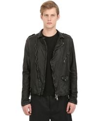 Giorgio Brato | Black Vegetable Dyed Washed Leather Jacket for Men | Lyst