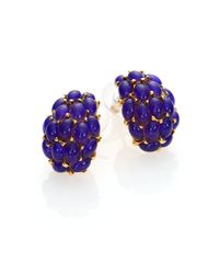 Kenneth Jay Lane | Blue Cabochon J-hoop Earrings | Lyst