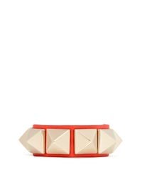 Valentino | Orange 'rockstud' Macro Leather Bracelet | Lyst