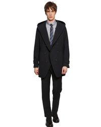 Giorgio Armani | Blue Water Repellent Stretch Bonded Wool Coat for Men | Lyst