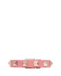 Valentino | Pink 'rockstud' Skinny Leather Bracelet | Lyst