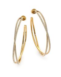 Michael Kors | Metallic Brilliance Statement Pavé Goldtone Crisscross Hoop Earrings/1.75 | Lyst