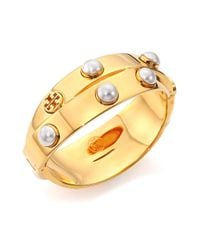 Tory Burch | Metallic Pearl & Metal Double Wrap Bracelet/goldtone | Lyst
