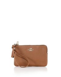 COACH | Brown Textured Leather Wristlet | Lyst