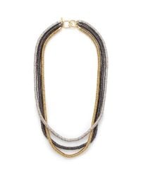 Kenneth Jay Lane | Metallic Three Tier Strand Necklace | Lyst