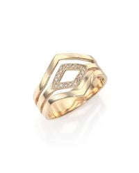 Zoe Chicco | Metallic Diamond & 14k Yellow Gold Pointed Three-band Ring | Lyst