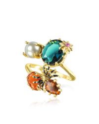 Les Nereides - Metallic Eclatante Discretion Little Spider Blue Stone And Red Star Ring - Lyst