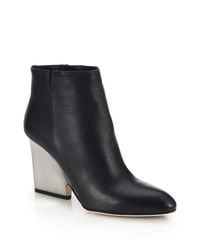 Jimmy Choo | Black Myth Contrast Block-heeled Leather Booties | Lyst