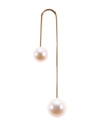 Asherali Knopfer | Metallic Rose Gold Two Pearl Earrings | Lyst