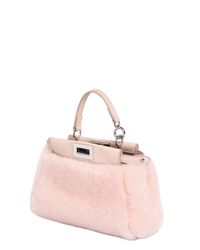Fendi | Natural Micro Peekaboo Shearling Bag | Lyst