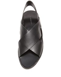 Alexander Wang | Black Elena Flat Leather Sandals | Lyst