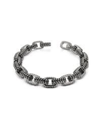 Zoppini - Gray Zo-chain Stainless Steel And Black Enamel Link Bracelet for Men - Lyst