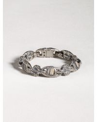 John Varvatos | Metallic Silver Bracelet with Inlay Detail for Men | Lyst