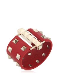 Valentino | Metallic Studded Leather Cuff Bracelet | Lyst