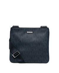 Michael Kors | Blue Small Shadow Signature Flat Crossbody Bag for Men | Lyst