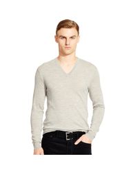 Ralph Lauren Black Label | Gray Merino V-neck Pullover for Men | Lyst