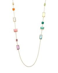 Ippolita | Metallic Rock Candy Summer Rainbow Semi-precious Multi-stone & 18k Yellow Gold Rectangle Station Necklace | Lyst