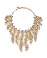Kenneth Jay Lane | Metallic Crystal Leaf Charm Necklace | Lyst