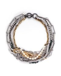 Venna | Metallic Chain Link And Pearls Necklace | Lyst